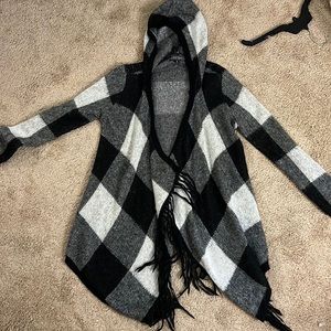 Black and white plaid cardigan